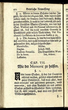 Cap. VII. Wie der Memorie zu helffen.