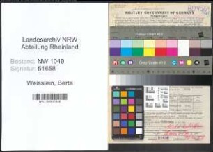 Entnazifizierung Berta Weisslein , geb. 14.01.1905 (Lehrerin)