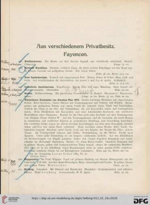 Aus verschiedenem Privatbesitz. Fayencen (Nr. 190-242)