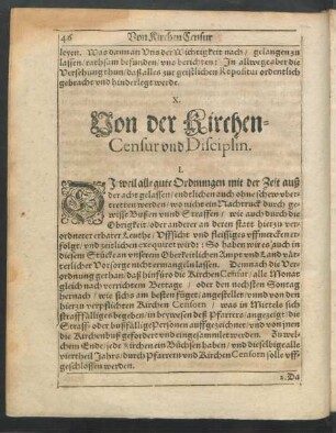 X. Von der Kirchen-Censur und Disciplin.