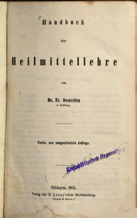 Handbuch der Heilmittellehre