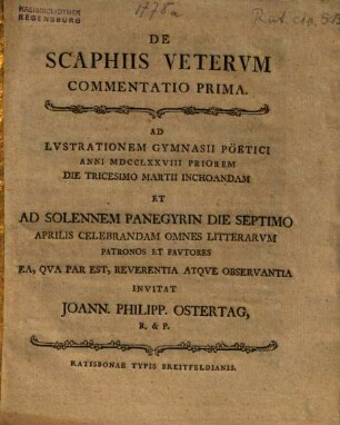 De scaphiis veterum commentatio prima