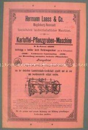 Kartoffelpflanzgruben-Maschine