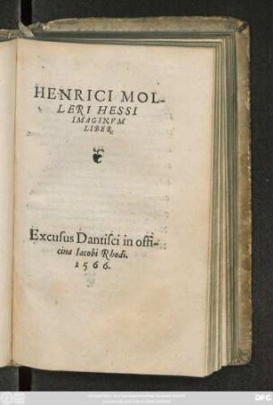 HENRICI MOL-||LERI HESSI || IMAGINVM || LIBER.||