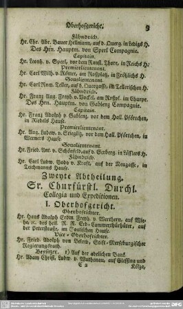 Zweyte Abtheilung. Von Sr. Churfürstlichen Durchl. Collegia und Expeditionen