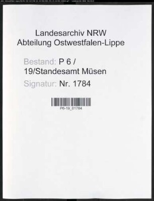 Sterberegister Standesamt Müsen