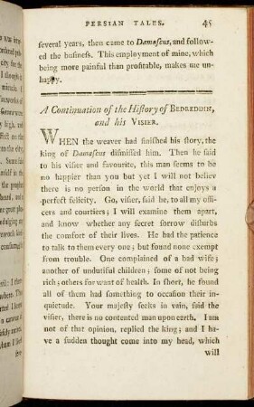 A Continuation of the History of Bedreddin, and his Visier.