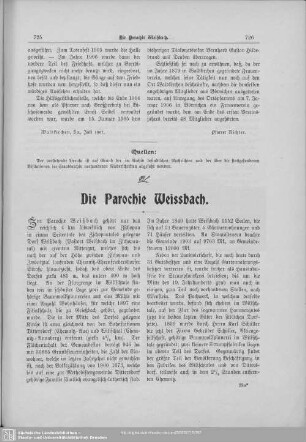 Die Parochie Weissbach