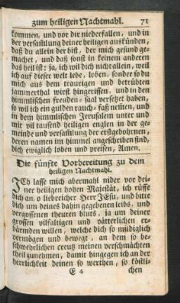 Die fünfte Vorbereitung zu dem heiligen Nachtmahl