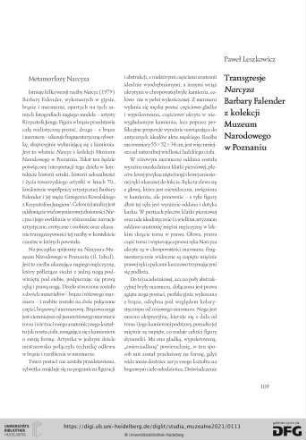 Transgresje Narcyza Barbary Falender z kolekcji Muzeum Narodowego w Poznaniu