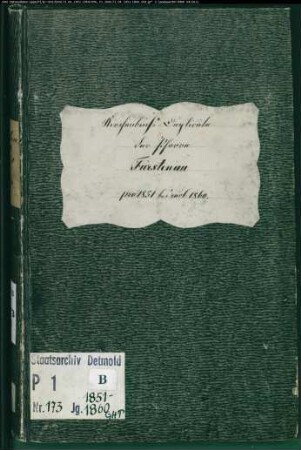 Kirchenbuchduplikat der katholischen Gemeinde Fürstenau, Kreis Höxter (GHT 1851-1860) (Gemeinde: Katholische Gemeinde Fürstenau)