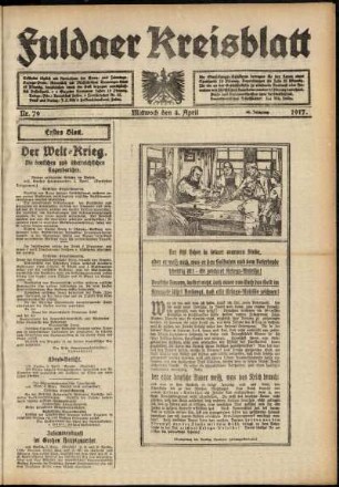 Erste Ausgabe vom Mittwoch, den 04. April 1917.