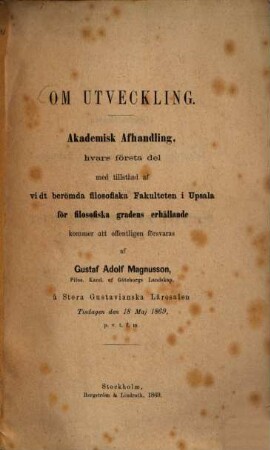 Om utveckling : akademisk afhandling