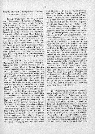Bericht über die Sitzungen des Vereins