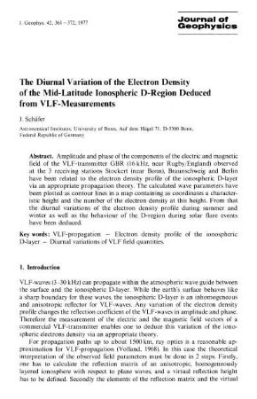 The diurnal variation of the electron density of the mid-latitude ionospheric D-region deduced from VLF-measurements