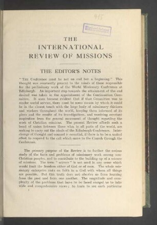 The editor's notes