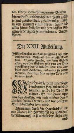 Die XXII. Abtheilung. Jesus Christus wird am jüngsten Tage wiederkommen ...