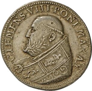 Medaille von Giorgio Rancetti auf Papst Clemens VIII. mit Darstellung der Pax, 1601