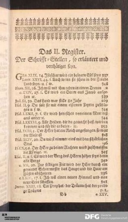 Das II. Register. Der Schrifft-Stellen, so erläutert und verthätiget seyn. [Anfang]