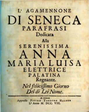 L' Agamennone Di Seneca