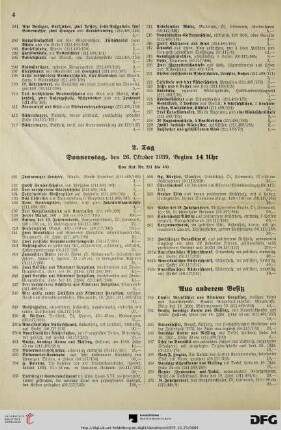 Zweiter Tag: Donnerstag, den 26. Oktober 1939, Beginn 14 Uhr (Nr. 231-460)