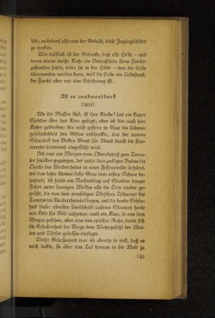 Ist es unabwendbar?