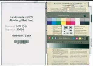 Entnazifizierung Egon Hartmann , geb. 08.04.1919 (Kaufm.Angestellter)