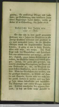 Uebersicht der Jahre von 1797 - 1802