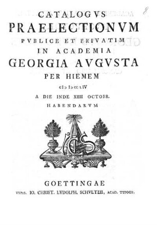 WS 1754: Catalogus praelectionum publice et privatim in Academia Georgia Augusta ... habendarum