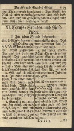 XI. Berufs-Standes- und Reise-Lieder.
