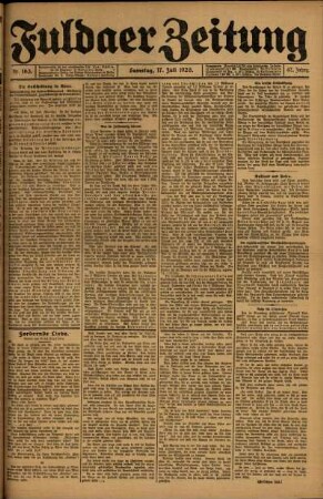 Erste Ausgabe vom Samstag, den 17. Juli 1920.
