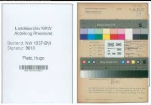 Entnazifizierung Hugo Pletz , geb. 20.05.1905 (Techniker)