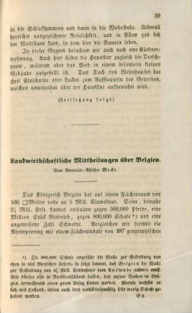 Landwirthschaftliche Mittheilungen über Belgien.