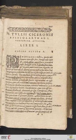 M. Tvllii Ciceronis epistolarvm ad T. Pomponivm Atticvm
