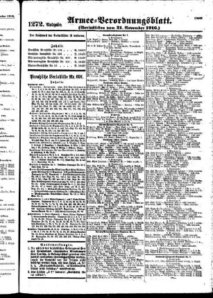 1272. Ausgabe. Dienstag, 21. November 1916