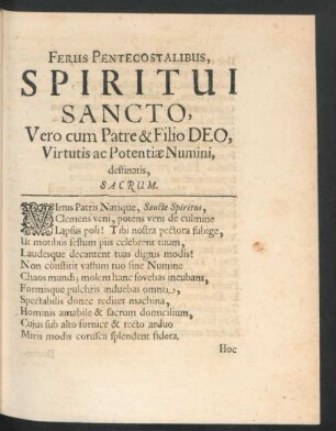 Feriis Pentecostalibus, Spiritui Sancto ...