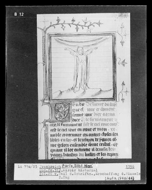 Miroir historial, fol. 26v, Erschaffung des Himmels, 2. Tag