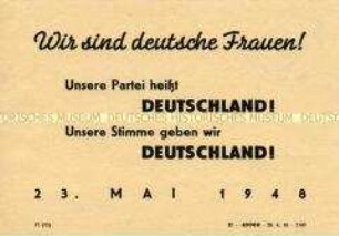 Handzettel mit einem Aufruf zum Volksbegehren 1948