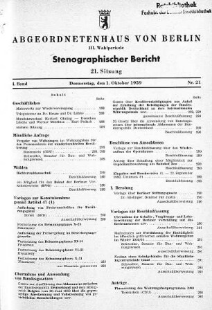 Nr. 21, 1. Oktober 1959