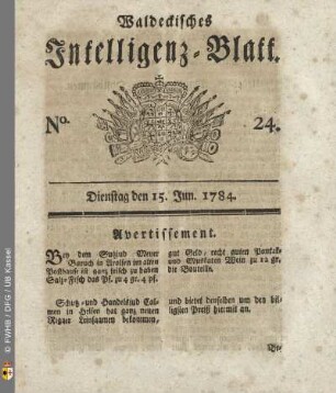 No. 24, Dienstag den 15. Jun. 1784