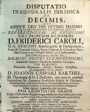 Disputatio Inauguralis Juridica De Decimis
