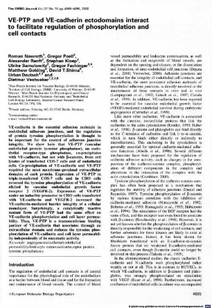 VE-PTP and VE-cadherin ectodomains interact to facilitate regulation of phosphorylation and cell contacts