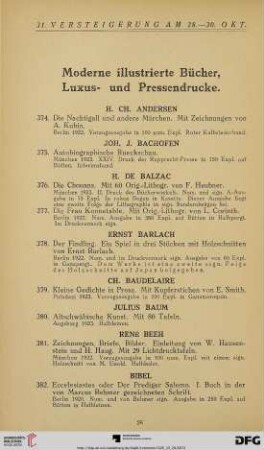 Moderne illustrierte Bücher, Luxus- und Pressendrucke (Nr. 374-539)