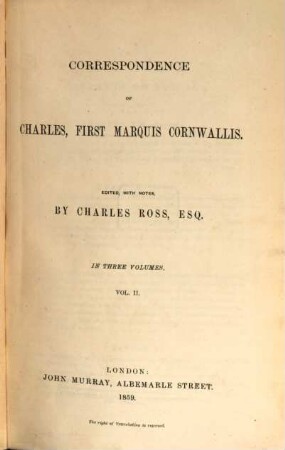 Correspondence of Charles, First Marquis Cornwallis. 2