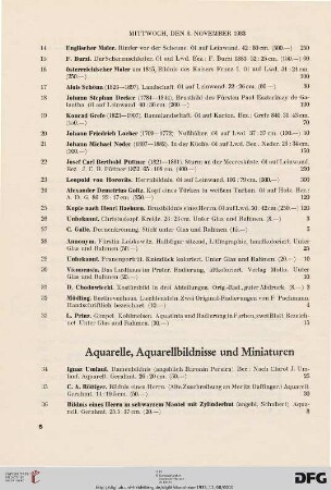 Aquarelle, Aquarellbildnisse und Miniaturen (Nr. 34-107)