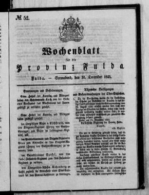 Nr. 52, Ausgabe vom 30. Dezember 1843