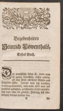 Begebenheiten Heinrich Löwenthals, Erstes Buch.