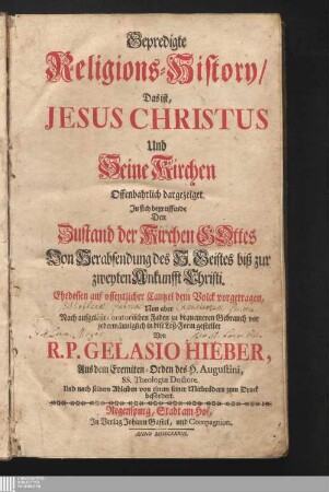 [3]: Jn sich begreiffende Den Zustand der Kirchen Gottes Von Herabsendung des H. Geistes biß zur zweyten Ankunfft Christi