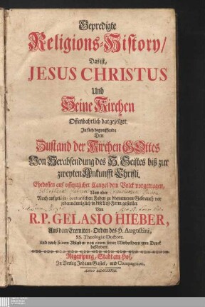 [3]: Jn sich begreiffende Den Zustand der Kirchen Gottes Von Herabsendung des H. Geistes biß zur zweyten Ankunfft Christi