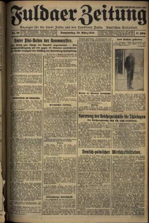 Ausgabe vom Donnerstag, den 20. März 1930.
